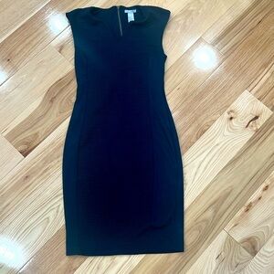 H&M navy blue ribbed detail suit dress